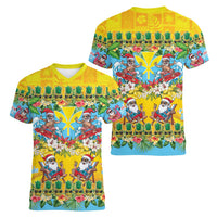 Hawaii Christmas Women V-Neck T-Shirt Mele Kalikimaka Tropical Vibes - Polynesian Pride