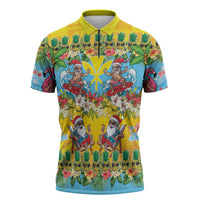 Hawaii Christmas Zipper Polo Shirt Mele Kalikimaka Tropical Vibes LT05 Colorful - Polynesian Pride
