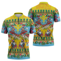 Hawaii Christmas Zipper Polo Shirt Mele Kalikimaka Tropical Vibes LT05 - Polynesian Pride