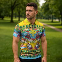 Hawaii Christmas Zipper Polo Shirt Mele Kalikimaka Tropical Vibes LT05 - Polynesian Pride