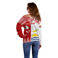 Personalised Tonga And Kiribati Off Shoulder Sweater Coat Of Arms Polynesian Pattern LT05 - Polynesian Pride