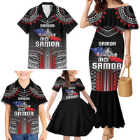 Personalised Samoa Black Saturday Family Matching Mermaid Dress and Hawaiian Shirt Samoan Warrior Tribal Pattern