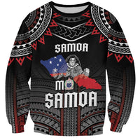 Personalised Samoa Black Saturday Sweatshirt Samoan Warrior Tribal Pattern