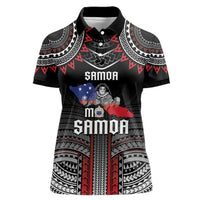 Personalised Samoa Black Saturday Women Polo Shirt Samoan Warrior Tribal Pattern