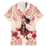 Tahiti Women's Day Family Matching Off Shoulder Long Sleeve Dress and Hawaiian Shirt With Polynesian Pattern LT05 Dad's Shirt - Short Sleeve Beige - Polynesian Pride
