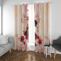 Tahiti Women's Day Window Curtain With Polynesian Pattern
