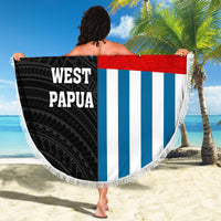 Personalised West Papua Beach Blanket Polynesian Pattern With Coat Of Arms