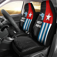 Personalised West Papua Car Seat Cover Polynesian Pattern With Coat Of Arms