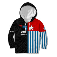 Personalised West Papua Kid Hoodie Polynesian Pattern With Coat Of Arms LT05 Hoodie Blue - Polynesian Pride