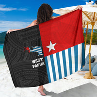 Persoalised West Papua Sarong Polynesian Pattern With Coat Of Arms LT05 One Size 44 x 66 inches Blue - Polynesian Pride