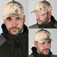 Samoa Siapo Pattern With Beige Hibiscus Classic Cap - Polynesian Pride