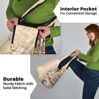 Samoa Siapo Pattern With Beige Hibiscus Grocery Bag