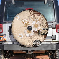 Samoa Siapo Pattern With Beige Hibiscus Spare Tire Cover LT05 Beige - Polynesian Pride