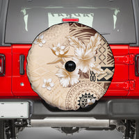 Samoa Siapo Pattern With Beige Hibiscus Spare Tire Cover LT05 - Polynesian Pride