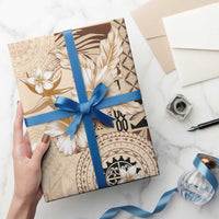 Samoa Siapo Pattern With Beige Hibiscus Wrapping Paper - Polynesian Pride