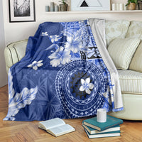 Samoa Siapo Pattern With Navy Hibiscus Blanket LT05 Navy - Polynesian Pride