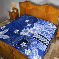 Samoa Siapo Pattern With Navy Hibiscus Quilt LT05 - Polynesian Pride