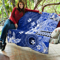 Samoa Siapo Pattern With Navy Hibiscus Quilt LT05 - Polynesian Pride