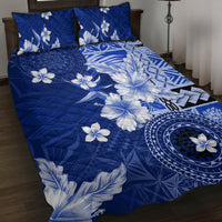 Samoa Siapo Pattern With Navy Hibiscus Quilt Bed Set LT05 Navy - Polynesian Pride