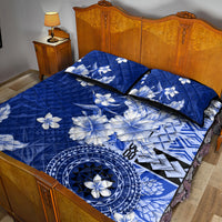 Samoa Siapo Pattern With Navy Hibiscus Quilt Bed Set LT05 - Polynesian Pride