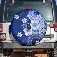 Samoa Siapo Pattern With Navy Hibiscus Spare Tire Cover LT05 Navy - Polynesian Pride