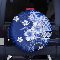 Samoa Siapo Pattern With Navy Hibiscus Spare Tire Cover LT05 - Polynesian Pride