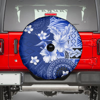 Samoa Siapo Pattern With Navy Hibiscus Spare Tire Cover LT05 - Polynesian Pride