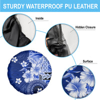 Samoa Siapo Pattern With Navy Hibiscus Spare Tire Cover LT05 - Polynesian Pride