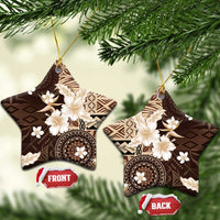 Samoa Siapo Pattern With Brown Hibiscus Ceramic Ornament