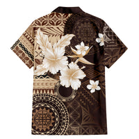 Samoa Siapo Pattern With Brown Hibiscus Family Matching Mermaid Dress and Hawaiian Shirt LT05 - Polynesian Pride