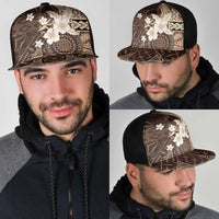 Samoa Siapo Pattern With Brown Hibiscus Mesh Trucker Cap - Polynesian Pride