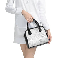 Samoa Siapo Pattern With White Hibiscus Shoulder Handbag