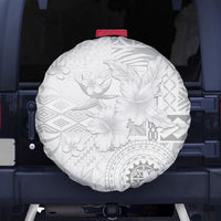 Samoa Siapo Pattern With White Hibiscus Spare Tire Cover LT05 - Polynesian Pride