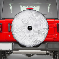 Samoa Siapo Pattern With White Hibiscus Spare Tire Cover LT05 - Polynesian Pride