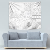 Samoa Siapo Pattern With White Hibiscus Tapestry