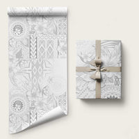 Samoa Siapo Pattern With White Hibiscus Wrapping Paper - Polynesian Pride