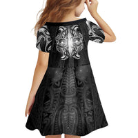 New Zealand Matariki Family Matching Tank Maxi Dress and Hawaiian Shirt Maori Moko Black Galaxy