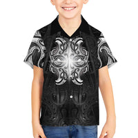 New Zealand Matariki Family Matching Tank Maxi Dress and Hawaiian Shirt Maori Moko Black Galaxy