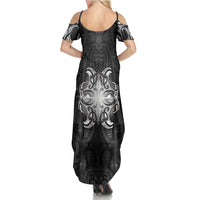 New Zealand Matariki Summer Maxi Dress Maori Moko Black Galaxy LT05 - Polynesian Pride