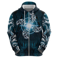 New Zealand Matariki Waita Hoodie Maori Moko Dark Blue Galaxy