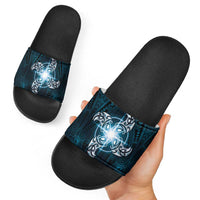 New Zealand Matariki Waita Slide Sandals Maori Moko Dark Blue Galaxy LT05 - Polynesian Pride