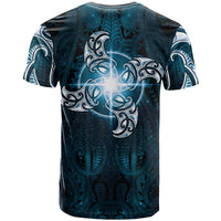 New Zealand Matariki Waita T Shirt Maori Moko Dark Blue Galaxy