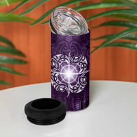 New Zealand Matariki Waipunarangi 4 in 1 Can Cooler Tumbler Maori Moko Purple Galaxy LT05 - Polynesian Pride