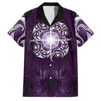 New Zealand Matariki Waipunarangi Family Matching Summer Maxi Dress and Hawaiian Shirt Maori Moko Purple Galaxy