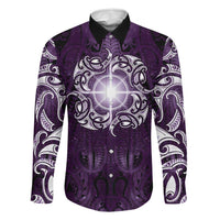 New Zealand Matariki Waipunarangi Family Matching Summer Maxi Dress and Hawaiian Shirt Maori Moko Purple Galaxy
