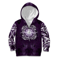 New Zealand Matariki Waipunarangi Kid Hoodie Maori Moko Purple Galaxy