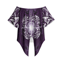 New Zealand Matariki Waipunarangi Off Shoulder Wrap Waist Top Maori Moko Purple Galaxy LT05 Purple - Polynesian Pride