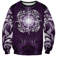 New Zealand Matariki Waipunarangi Sweatshirt Maori Moko Purple Galaxy
