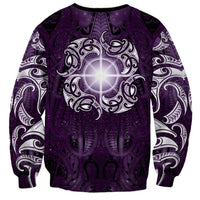 New Zealand Matariki Waipunarangi Sweatshirt Maori Moko Purple Galaxy