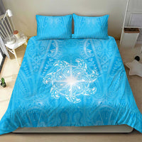 New Zealand Matariki Waiti Bedding Set Maori Moko Cyan Galaxy LT05 - Polynesian Pride